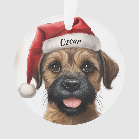 Border Terrier Aangepaste Kerstversiering Ornament (voorkant)