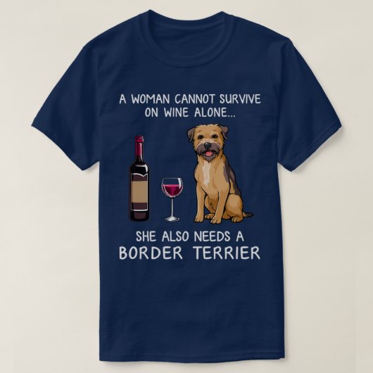 Border Terrier and wine Funny dog T-shirt (Design voorkant)