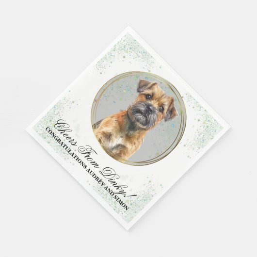 Border Terrier bruiloft servetten met honden Foto (Hoek)