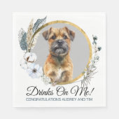 Border Terrier bruiloft servetten met honden Foto (Voorkant)
