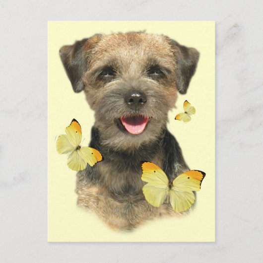 Border Terrier Butterfly Briefkaart (Voorkant)
