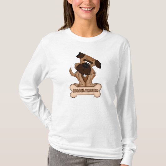 Border Terrier Cartoon Long Sleeve Sweatshirt (Voorkant)