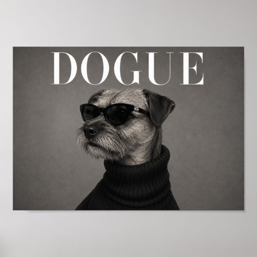 Border Terrier Chique Mode Honden Kunstprint Poster (Voorkant)