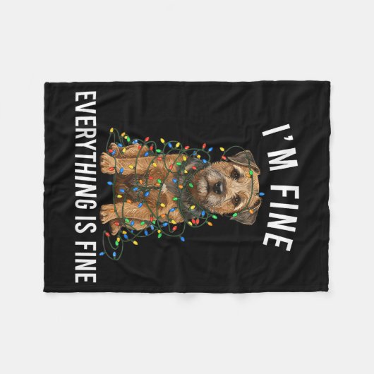 Border Terrier Christmas I'm Fine Everything Is Fi Fleece Deken (Voorkant (Horizontaal))