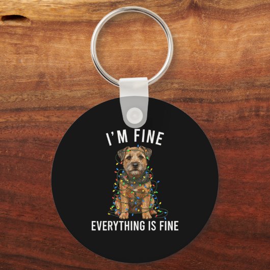Border Terrier Christmas I'm Fine Everything Is Fi Sleutelhanger (Voorkant)