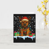 Border Terrier Christmas Santa Hat Reindeer Pajama Kaart (Gele Bloem)