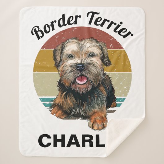 Border Terrier Custom Sherpa Blanket Deken (Voorkant)