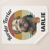 Border Terrier Custom Sherpa Blanket Sherpa Deken (Voorkant (horizontaal))