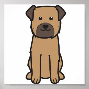 Border Terrier Dog Cartoon Poster