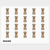 Border Terrier Dog Cartoon Ronde Sticker (Vel)