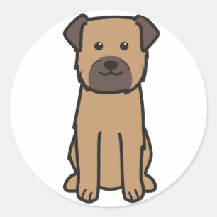 Border Terrier Dog Cartoon Ronde Sticker