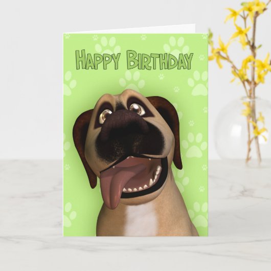 Border Terrier Dog Cartoon Verjaardag Wenskaart Kaart (Gele Bloem)