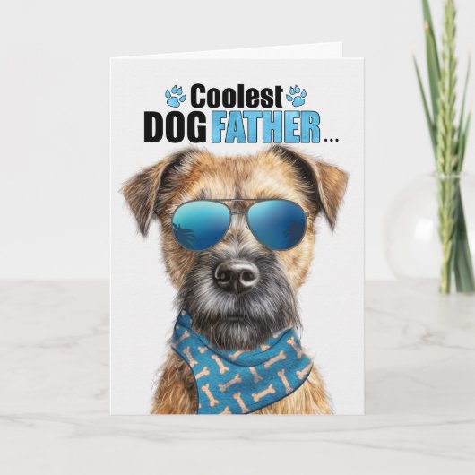 Border Terrier Dog Coolste Papa ooit Vaderdag Feestdagen Kaart (Voorkant)