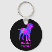 Border Terrier Dog Hot Pink n Blue Sleutelhanger (Voorkant)