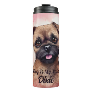 Border Terrier Dog is mijn Valentijn gepersonalise Thermosbeker