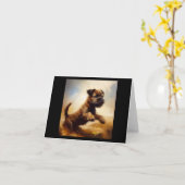 Border Terrier Dog Kaart (Gele Bloem)