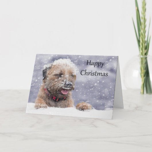 Border Terrier Dog Kerstmis Kaart (Voorkant)