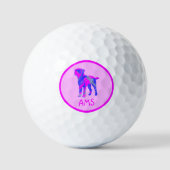 Border Terrier Dog Silhouette Hot Pink & Blue Golfballen (Voorkant)