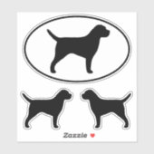 Border Terrier Dog Silhouette Vinyl Sticker Set (Vel)