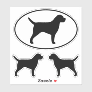 Border Terrier Dog Silhouette Vinyl Sticker Set