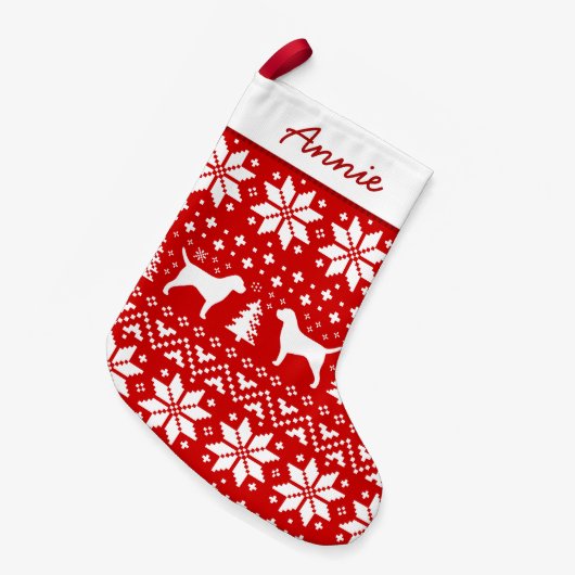 Border Terrier Dog Silhouettes Pattern Cute Canine Kleine Kerstsok (Voorkant (Hangend))