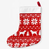 Border Terrier Dog Silhouettes Pattern Cute Canine Kleine Kerstsok (Achterkant)