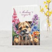 Border Terrier Dog with Gladiolus Thinking of You Kaart (Gele Bloem)