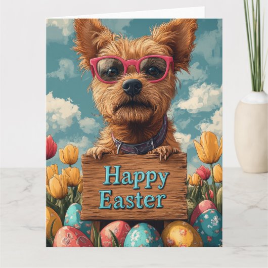 Border Terrier Easter Eggs Kaart (Voorkant)