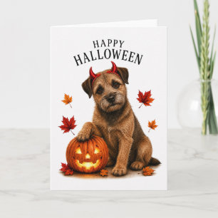 Border Terrier Halloween Duivels Hond Kaart