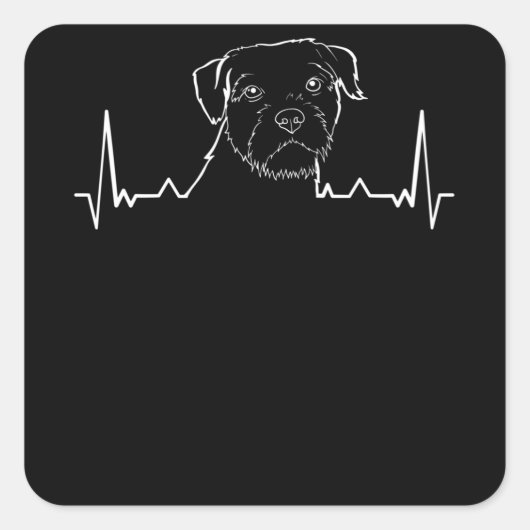 Border Terrier-hartslag Vierkante Sticker (Voorkant)