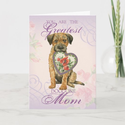 Border Terrier Heart Mam Kaart (Voorkant)