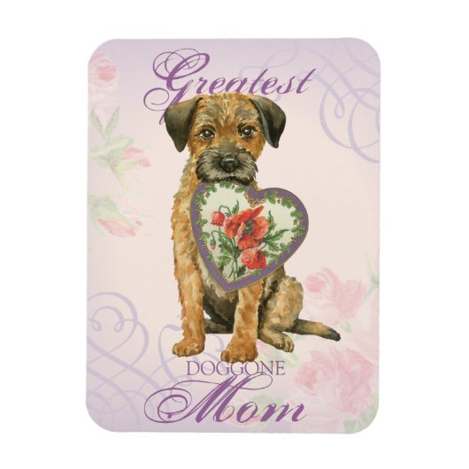 Border Terrier Heart Mam Magneet (Verticaal)