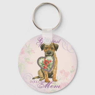 Border Terrier Heart Mam Sleutelhanger