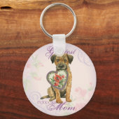 Border Terrier Heart Mam Sleutelhanger (Voorkant)