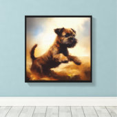 Border Terrier-hond Canvas Afdruk (Insitu (Houten vloer))