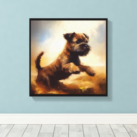 Border Terrier-hond  Canvas Afdruk (Insitu (Houten vloer))