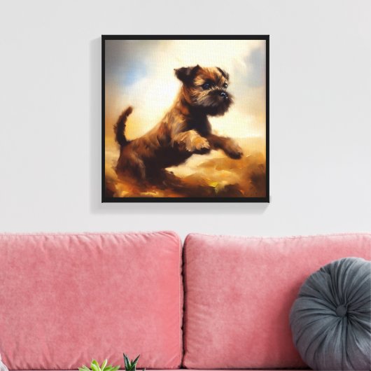 Border Terrier-hond Canvas Afdruk (Insitu (Woonkamer))