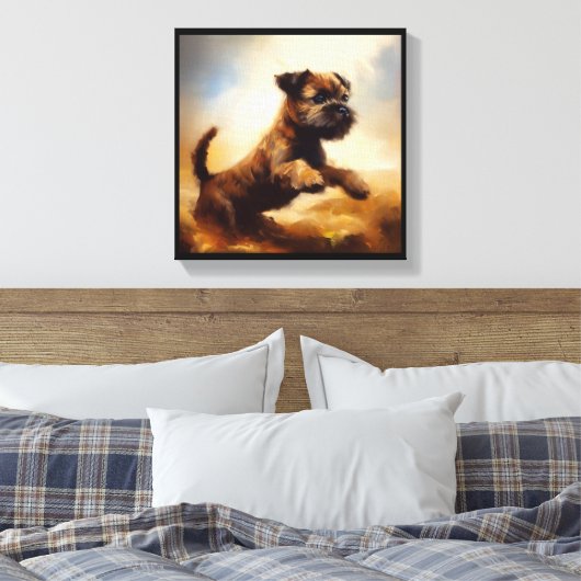 Border Terrier-hond Canvas Afdruk (Insitu (Slaapkamer))