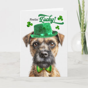 Border Terrier hond gelukkig St. Patrick's Day Feestdagen Kaart