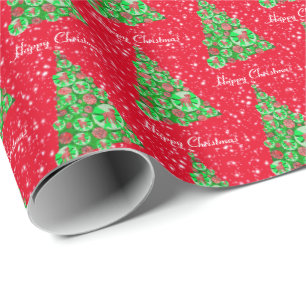 Border Terrier hond Kerstboom Kerst lint Rood Cadeaupapier