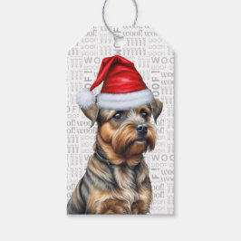 Border Terrier Hond Kerstvakantie Cadeaulabel