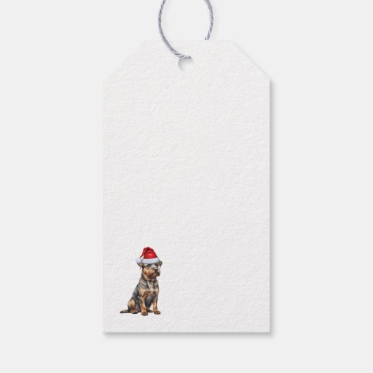 Border Terrier Hond Kerstvakantie Cadeaulabel (Achterkant)