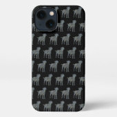 Border Terriër Hond Leuk Silhouet Grid Zwart iPhone Hoesje (Achterkant)