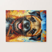 Border Terrier Hond Portret Acryl Art Print Hond Legpuzzel (Horizontaal)