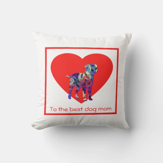 Border Terrier-hond Rode Hart Moederdag Kussen (Voorkant)