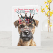 Border Terrier Hondenkoningin voor Dag Grappige Ve Kaart (Gele Bloem)