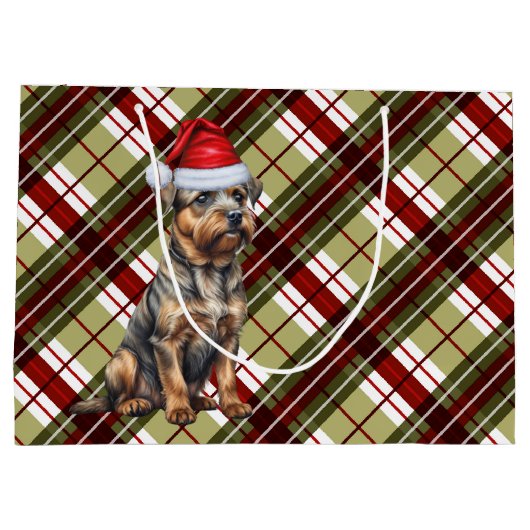 Border Terrier Hondenliefhebber rode en groene vak Groot Cadeauzakje (Achterkant)