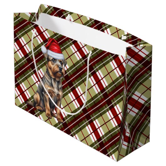 Border Terrier Hondenliefhebber rode en groene vak Groot Cadeauzakje (Achterkant Gekanteld)