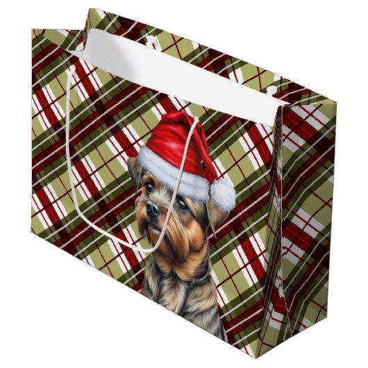 Border Terrier Hondenliefhebber rode en groene vak Groot Cadeauzakje (Voorkant Gekanteld)