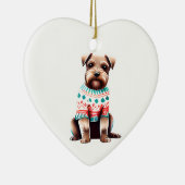 Border Terrier in Kersttrui Keramisch Ornament (Rechts)
